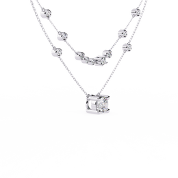 Double Layer Diamond Necklace with Lab Grown Round Solitaire Necklace - image 3
