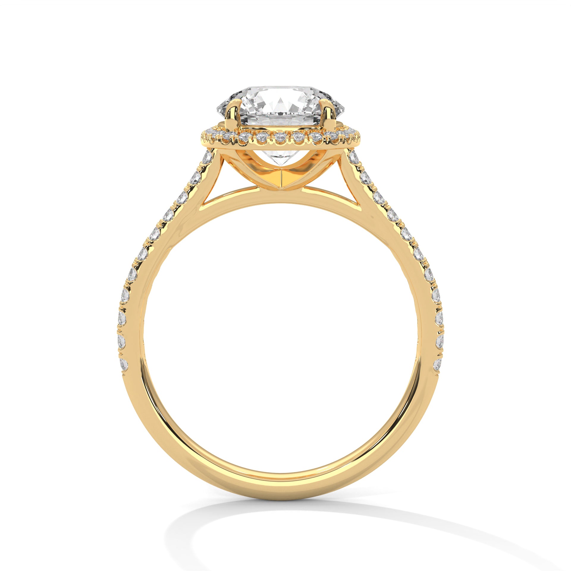2.00CT Round Halo Cathedral Shank Ring - image 5