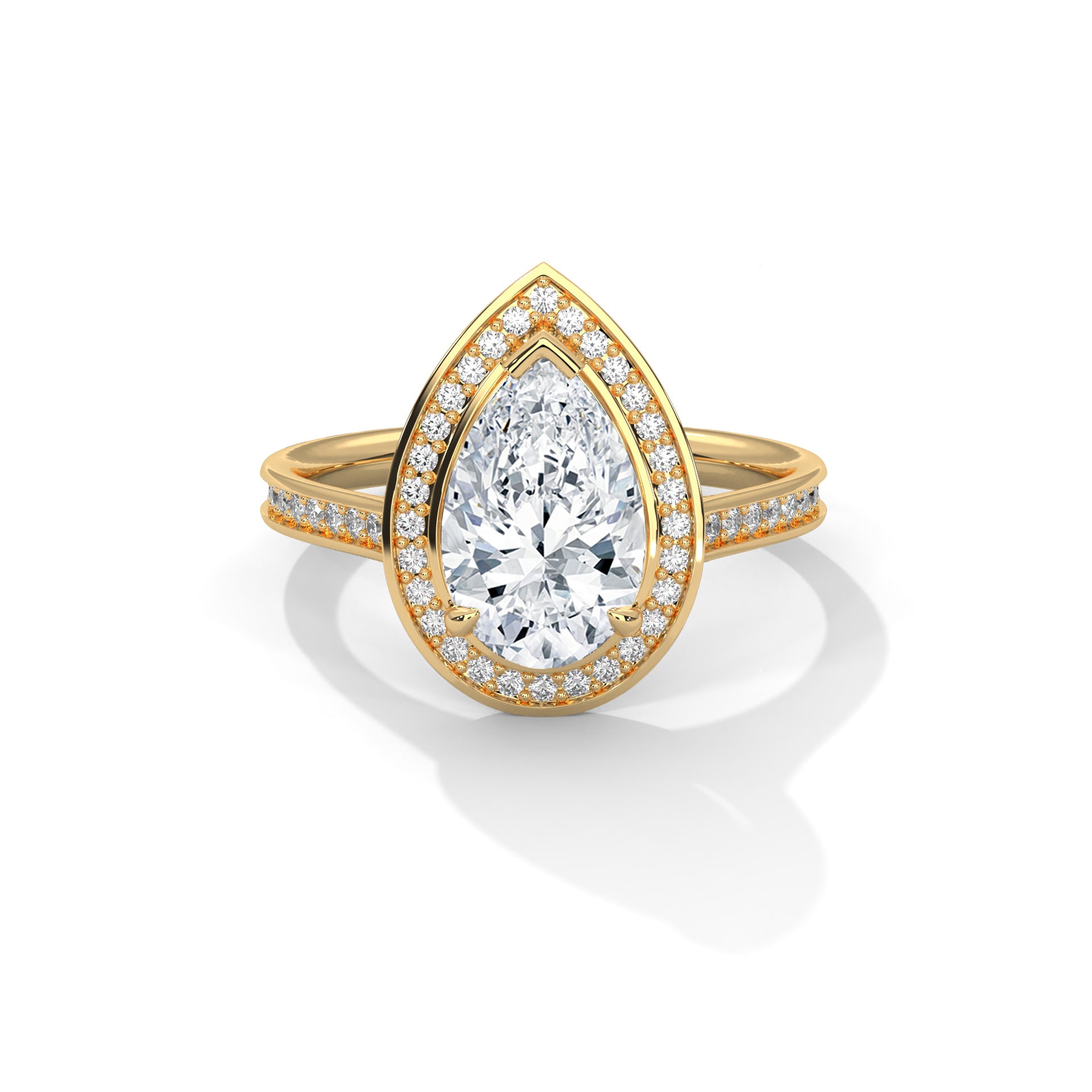 2.00CT Brilliant Pear Halo Pave Shank Ring - image 1