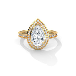 2.00CT Brilliant Pear Halo Pave Shank Ring - image 1