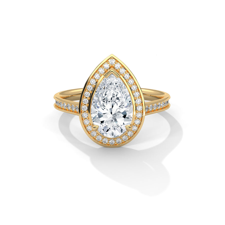 2.00CT Brilliant Pear Halo Pave Shank Ring - image 1
