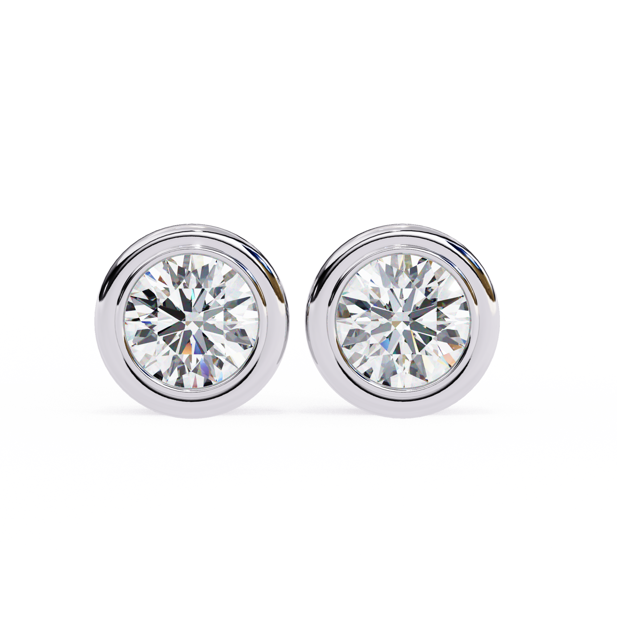 1.50CT Round Diamond Bezel Set Stud Earring - image 14