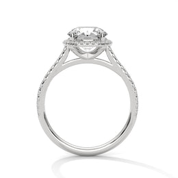 2.00CT Round Halo Cathedral Shank Ring - image 6