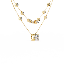 Double Layer Diamond Necklace with Lab Grown Round Solitaire Necklace - image 5