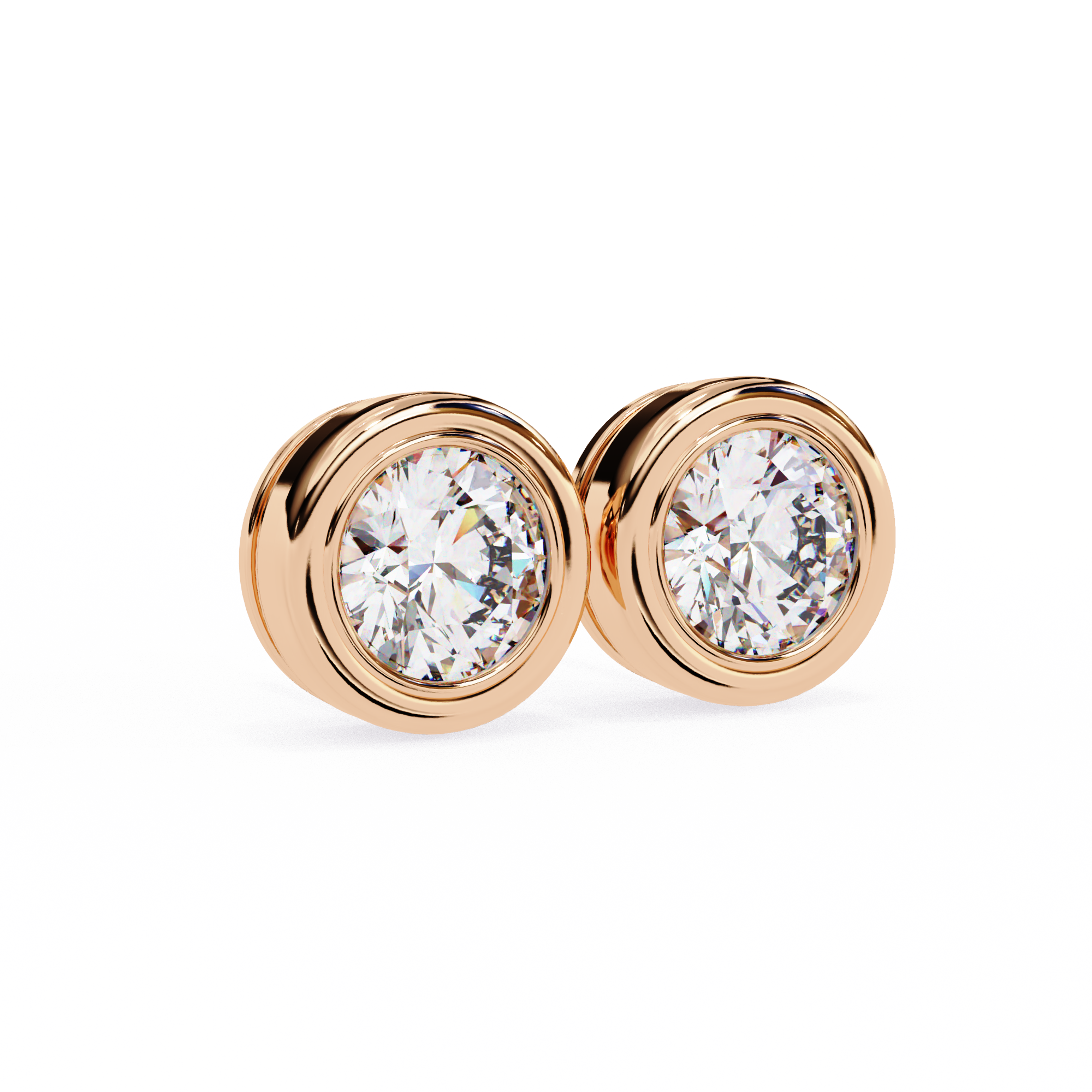 1.50CT Round Diamond Bezel Set Stud Earring - image 17