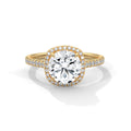 2.00CT Round Halo Cathedral Shank Ring