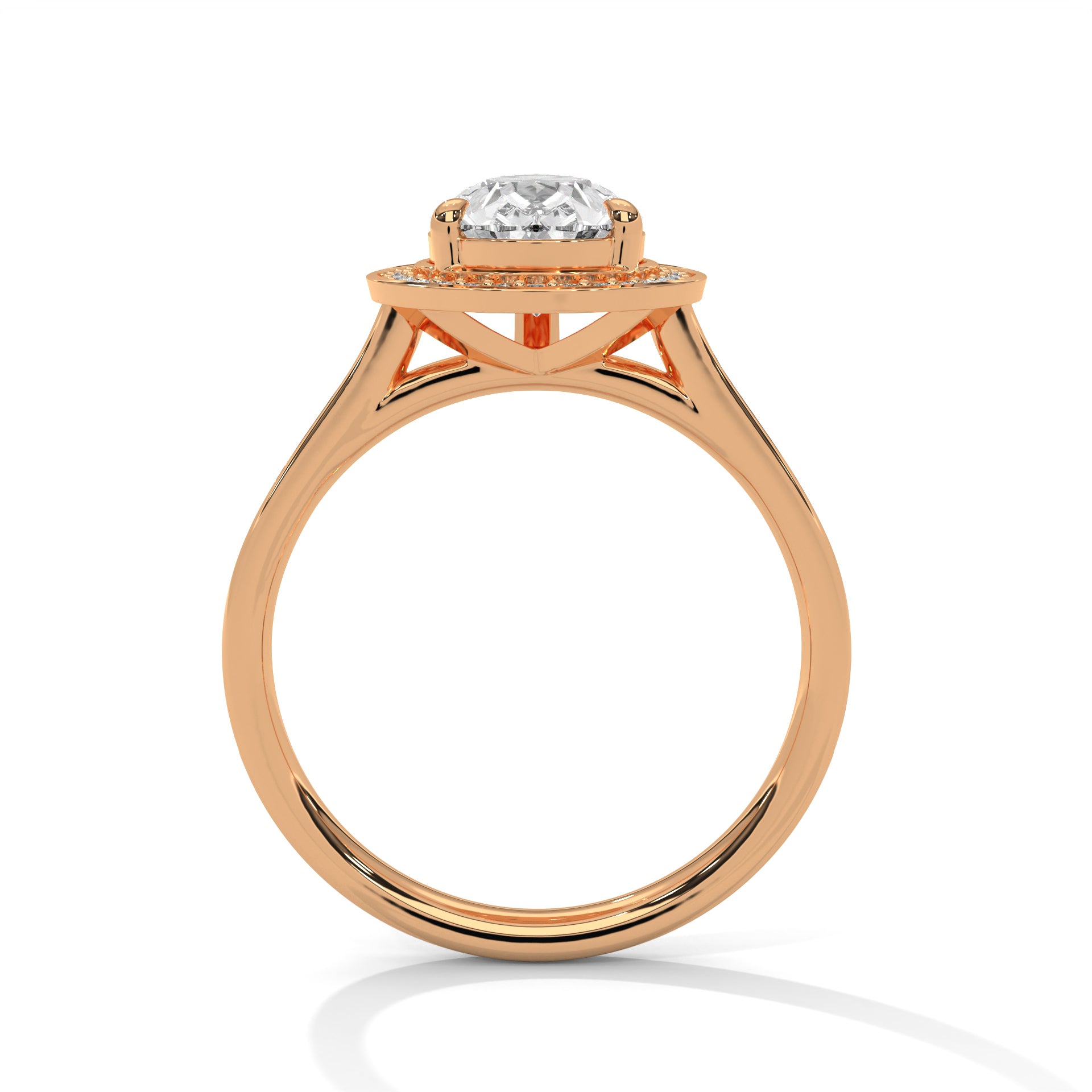 2.00CT Brilliant Pear Halo Pave Shank Ring - image 9