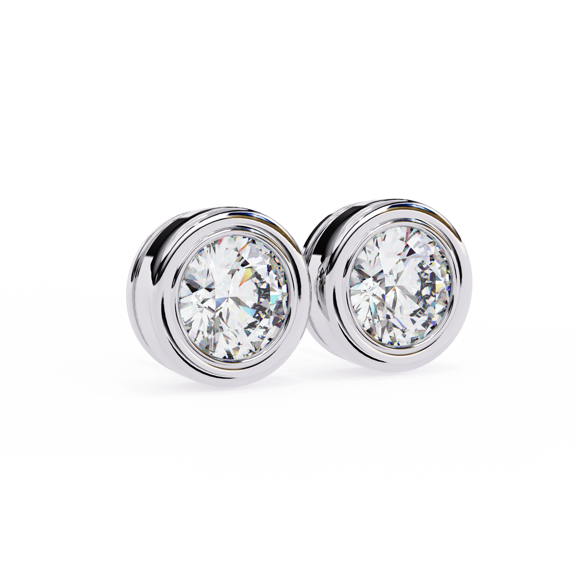 1.50CT Round Diamond Bezel Set Stud Earring - image 18