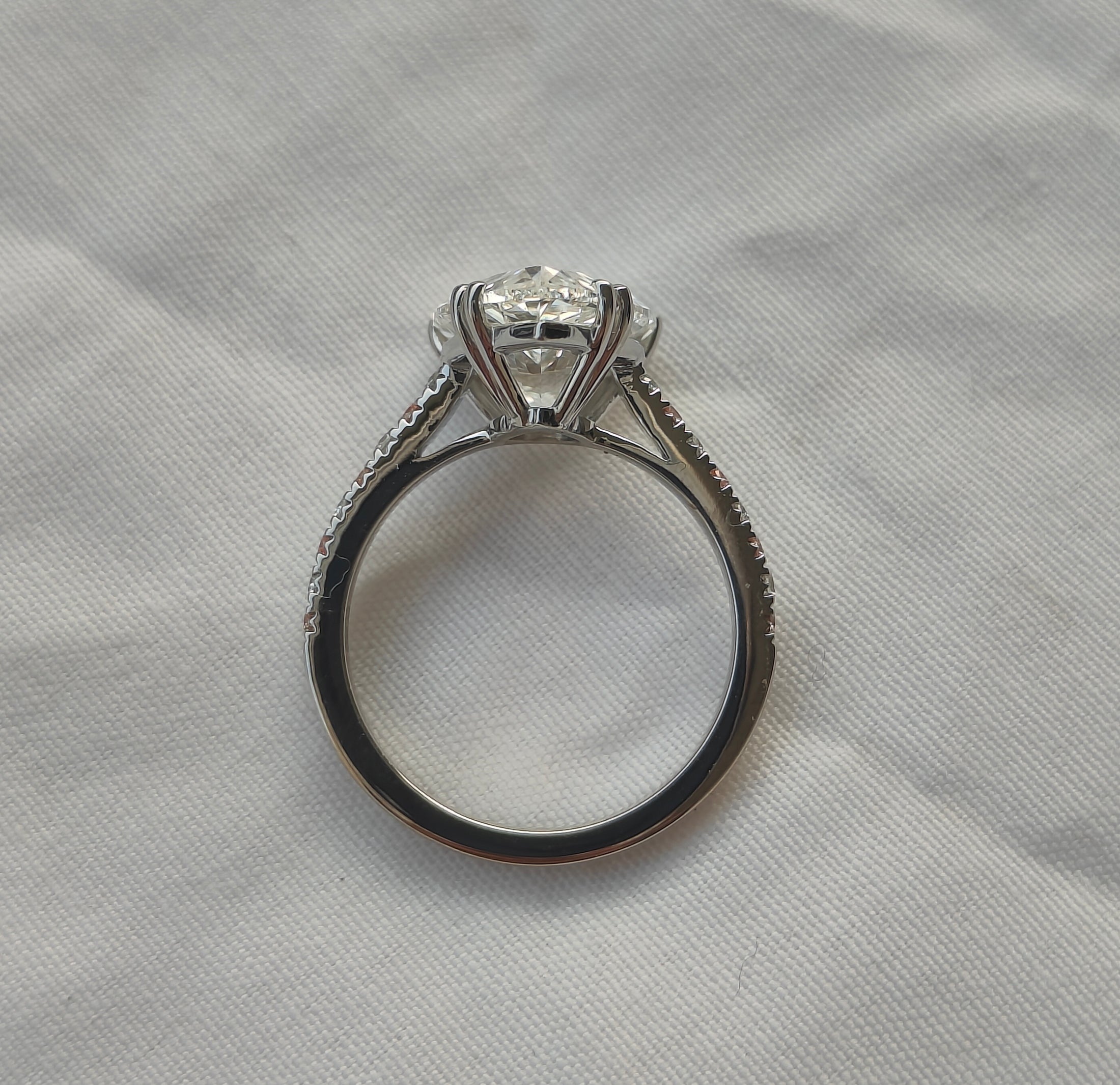 6.00ct Pear Cut Lab Grown Diamond Cathedral Multicolor stone Setting White Gold Ring - image 4