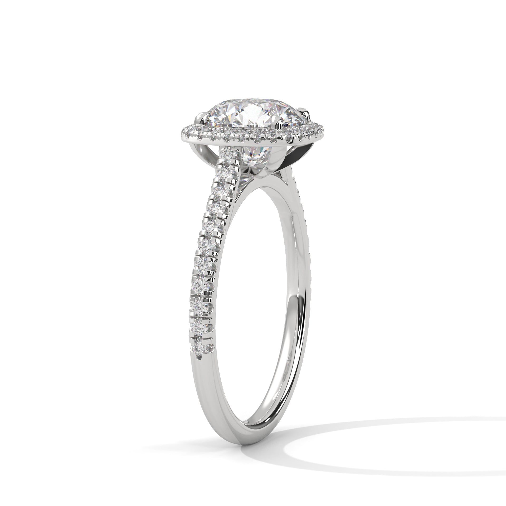 2.00CT Round Halo Cathedral Shank Ring - image 8
