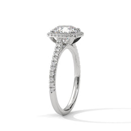 2.00CT Round Halo Cathedral Shank Ring - image 8