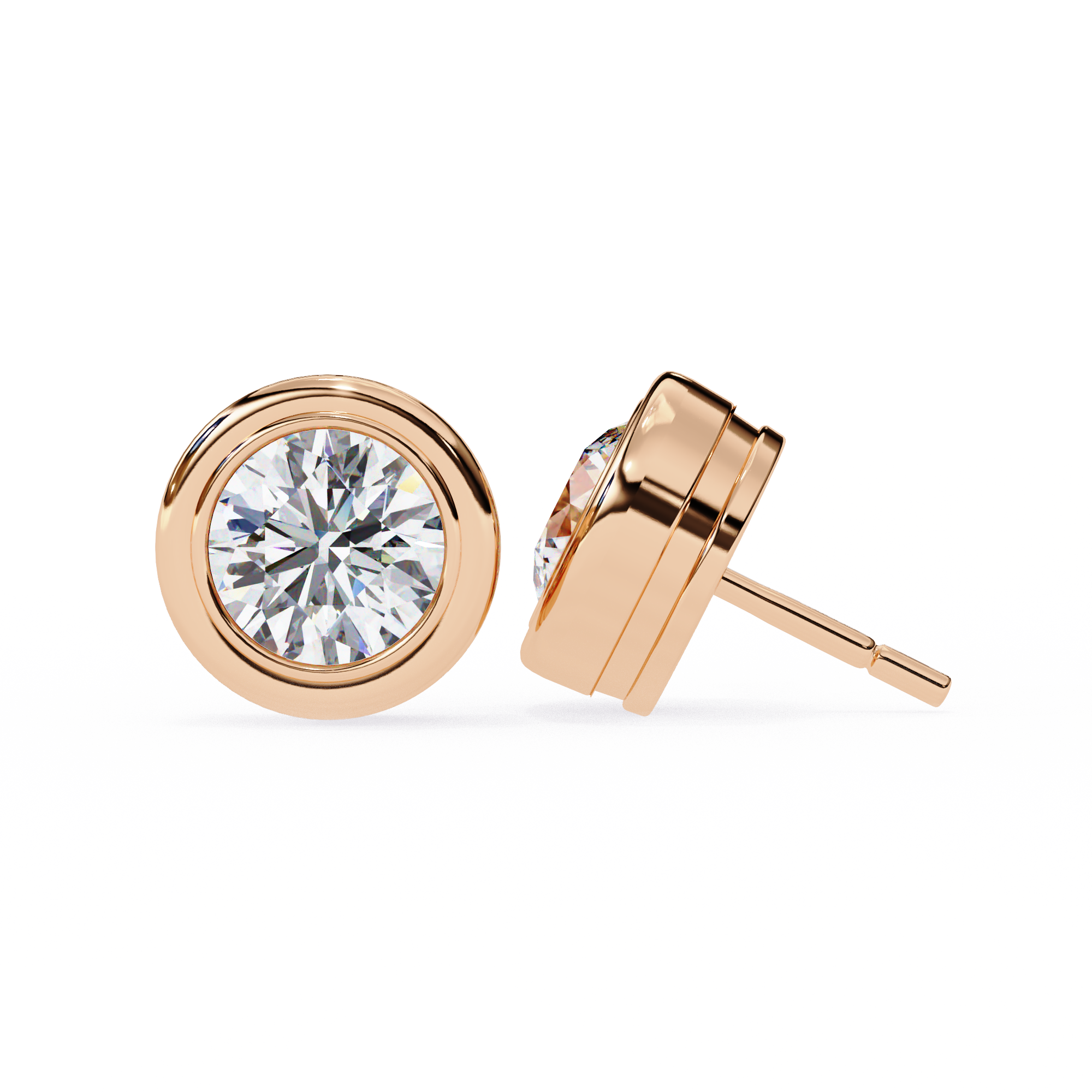 1.50CT Round Diamond Bezel Set Stud Earring - image 20