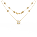 Double Layer Diamond Necklace with Lab Grown Round Solitaire Necklace