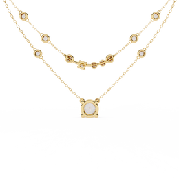 Double Layer Diamond Necklace with Lab Grown Round Solitaire Necklace - image 11