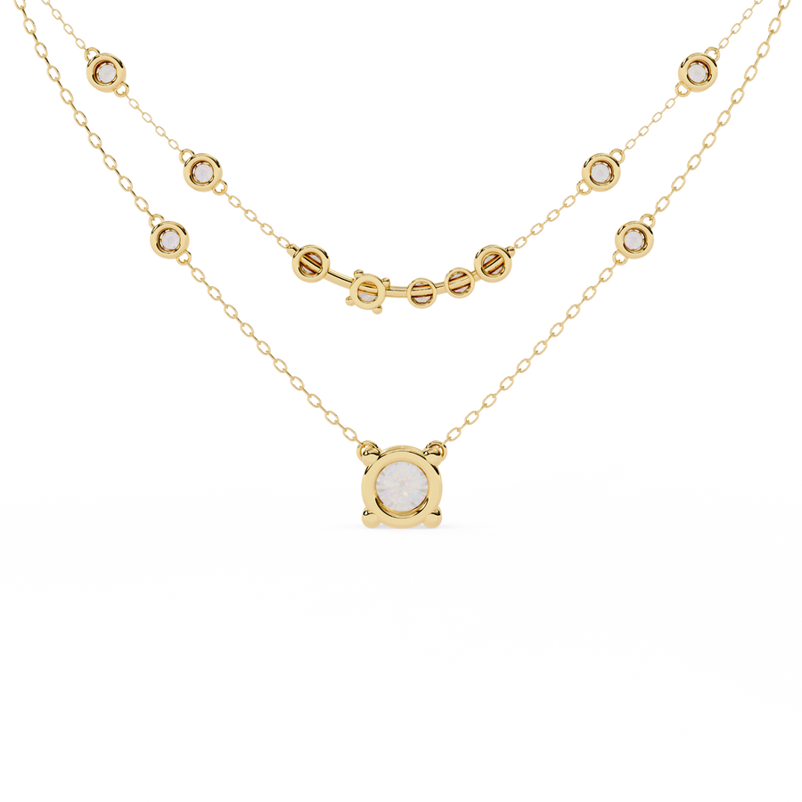 Double Layer Diamond Necklace with Lab Grown Round Solitaire Necklace - image 11