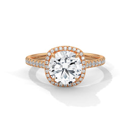 2.00CT Round Halo Cathedral Shank Ring - image 2