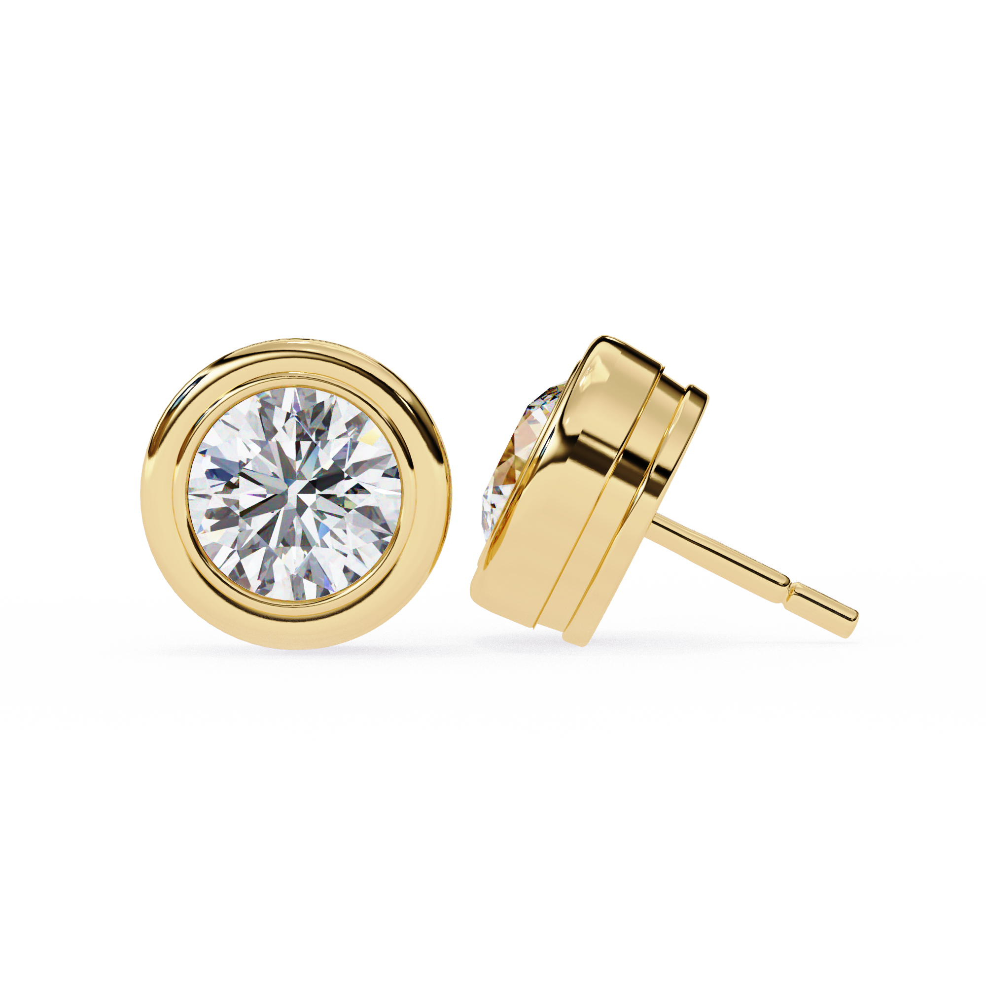 1.50CT Round Diamond Bezel Set Stud Earring - image 19