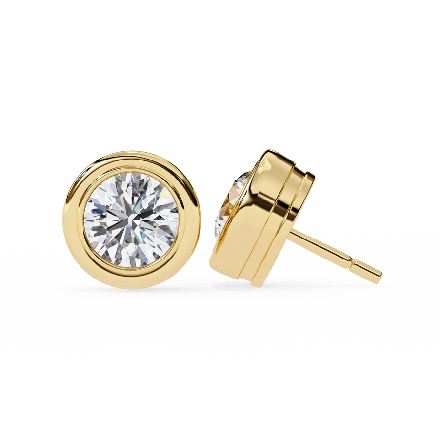 1.50CT Round Diamond Bezel Set Stud Earring - image 19