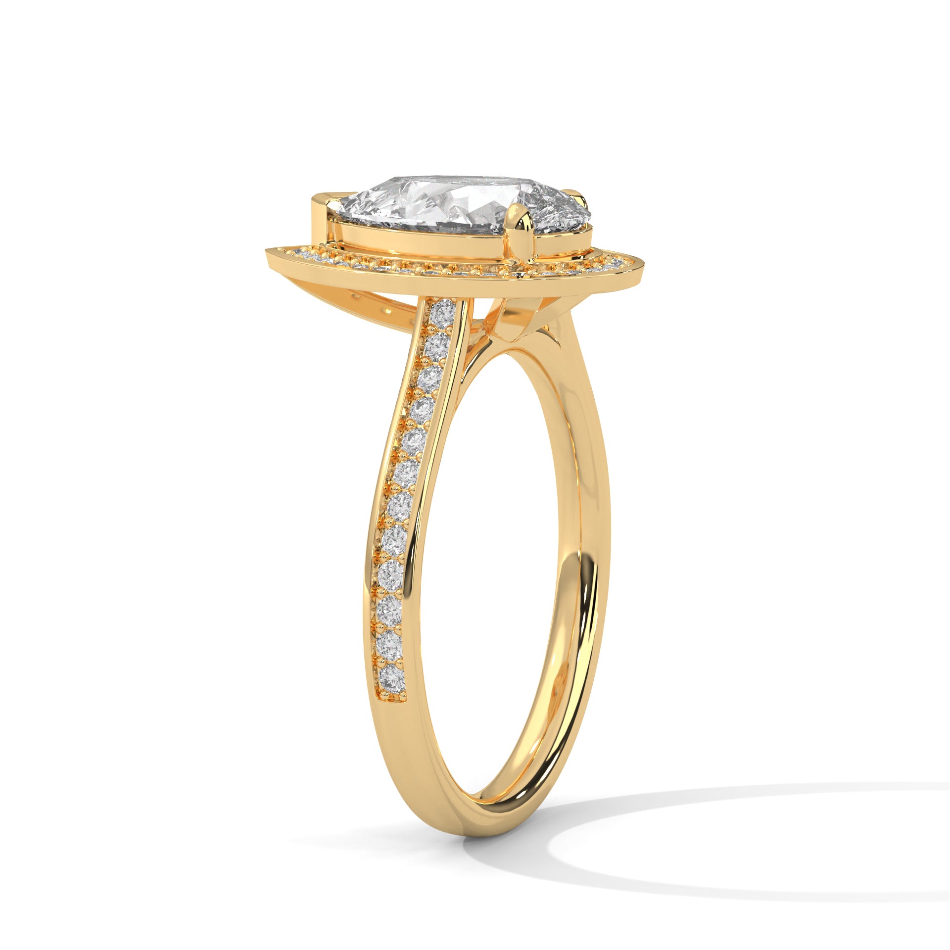 2.00CT Brilliant Pear Halo Pave Shank Ring - image 5