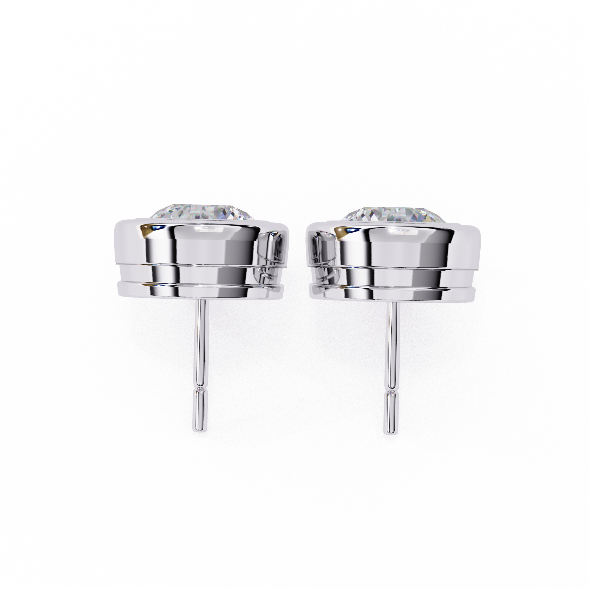 1.50CT Round Diamond Bezel Set Stud Earring - image 10