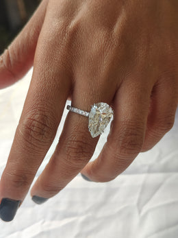 6.00ct Pear Cut Lab Grown Diamond Cathedral Multicolor stone Setting White Gold Ring - image 7