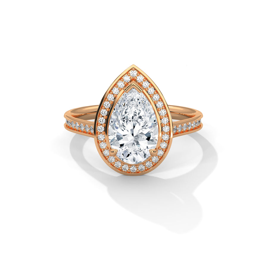 2.00CT Brilliant Pear Halo Pave Shank Ring - image 2