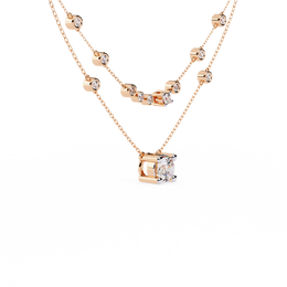 Double Layer Diamond Necklace with Lab Grown Round Solitaire Necklace - image 4