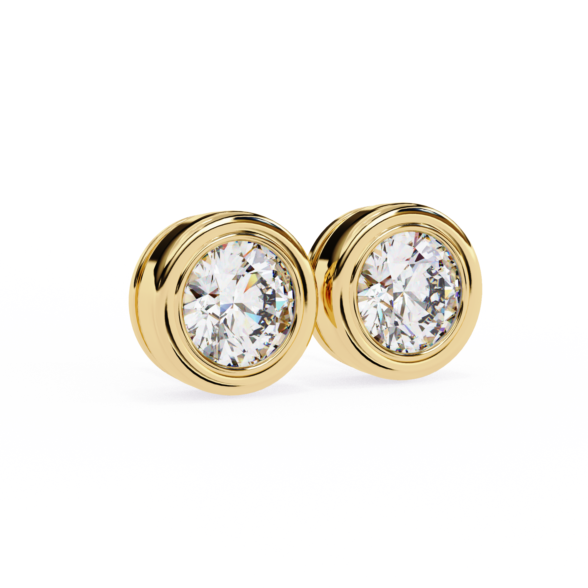 1.50CT Round Diamond Bezel Set Stud Earring - image 16