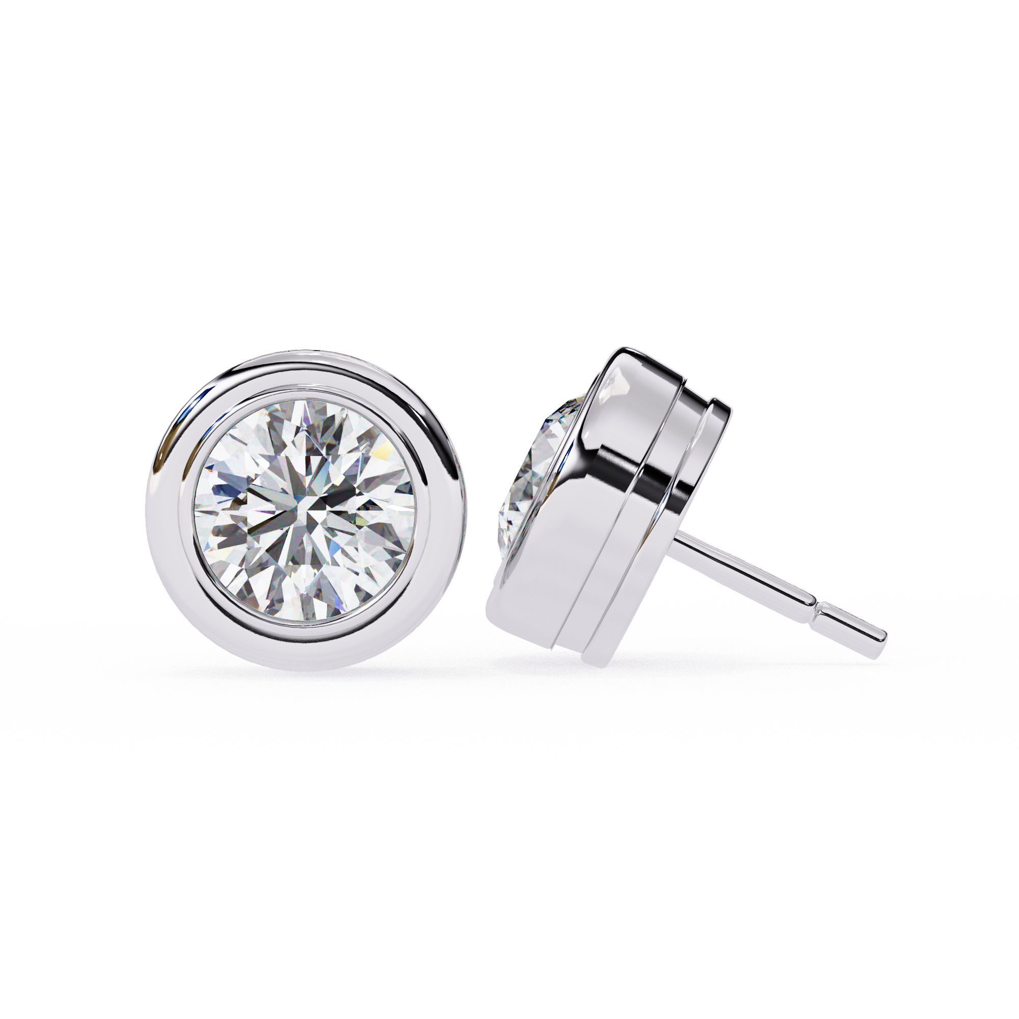 1.50CT Round Diamond Bezel Set Stud Earring - image 21