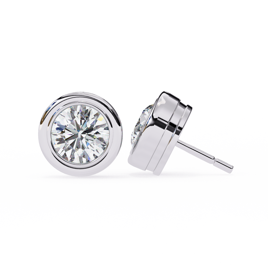 1.50CT Round Diamond Bezel Set Stud Earring - image 21